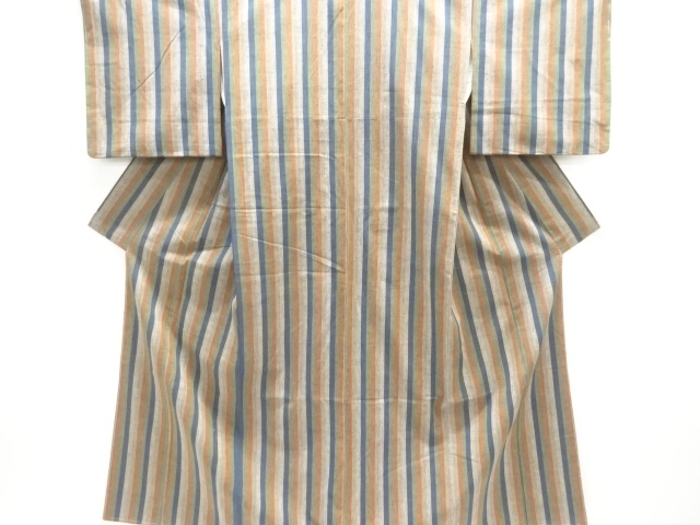 JAPANESE KIMONO / UNUSED / TSUMUGI / WOVEN STRIPE